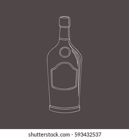 Vector hand drawn sketches container for beverage. A bottle cognac.