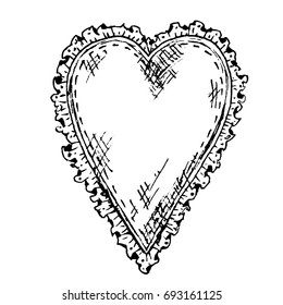 vector hand drawn sketching textile heart