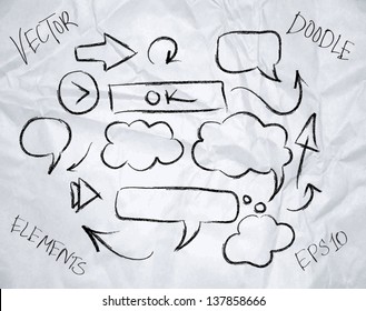 Vector hand drawn sketchy doodle elements
