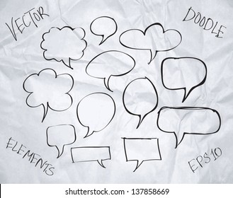 Vector hand drawn sketchy doodle speech bubbles