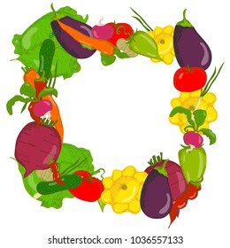 Vector hand drawn sketchy frame made with vegetables. Food and drink, catering themes, illustration for different purposes, printed goods.