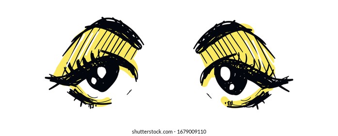 vector hand drawn sketchy illustration of human's eyes.