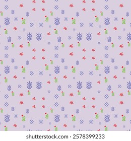 vector hand drawn small flowers pattern