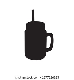 Vector hand drawn smoothie jar cup silhouette isolated on white background