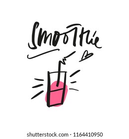 Vector hand drawn smoothie, summer lettering label