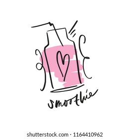 Vector hand drawn smoothie, summer lettering label