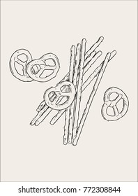 Vector hand drawn snack Illustration. Vintage style sketch 