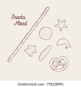 Vector hand drawn snack Illustration. Vintage style sketch 