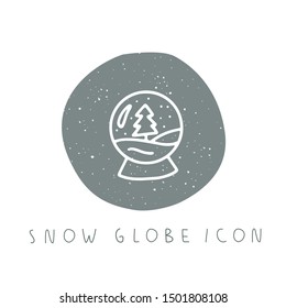 Vector hand drawn snow globe with Christmas tree icon  Minimalistic New Year and Christmas stories template