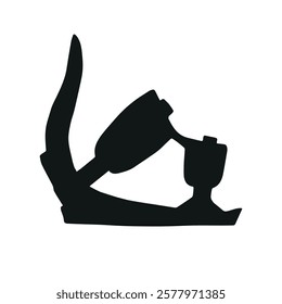 Vector hand drawn snowboard boot silhouette isolated on white background