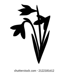 Silueta de flor dibujada a mano del vector aislada en fondo blanco