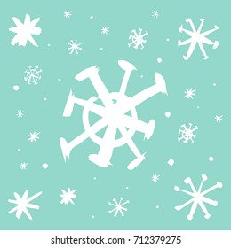 Vector hand drawn snowflakes. Label, poster, postcard, print and other.