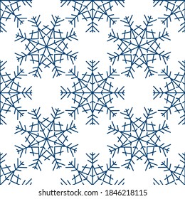 Vector hand drawn Snowflakes seamless pattern. Original design, Winter Snow Flakes Doodles. For Christmas background