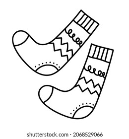 Vector hand drawn socks doodle. Socks sketch illustration. Hygge element