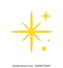Vector hand drawn sparkling stars on white.