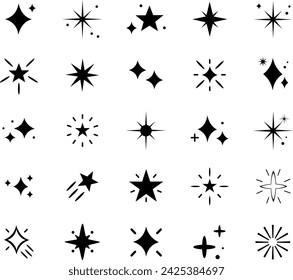 vector dibujado a mano colección de estrellas brillantes