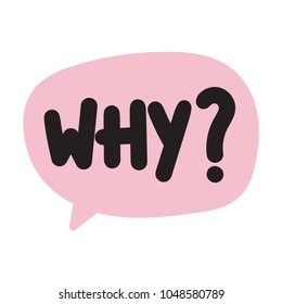 Why? Vector hand drawn speech bubble illustration on white background.