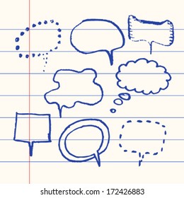 Vector hand drawn speech bubble set paper background Illustration