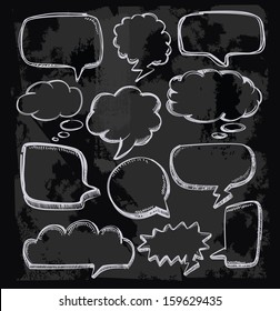 vector hand drawn speech bubbles on chalkboard