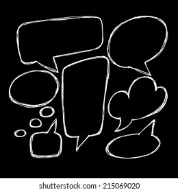 Vector hand drawn speech bubbles. Hand drawn doodle vector text box collection.