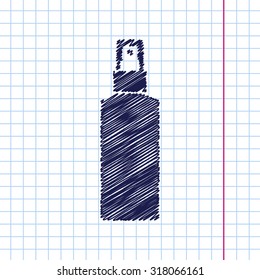 Vector hand drawn sprayer bottle on copybook 