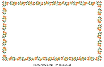 Vector hand drawn spring floral frame.