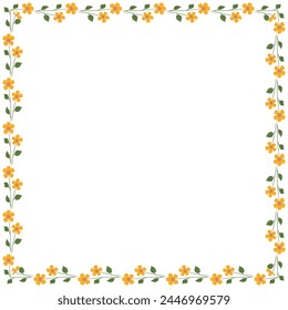 Vector hand drawn spring floral frame.