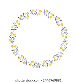 Vector hand drawn spring floral frame.