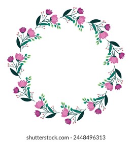 vector hand drawn spring floral frame concept.