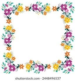 Vector dibujado a mano primavera floral concepto de marco.