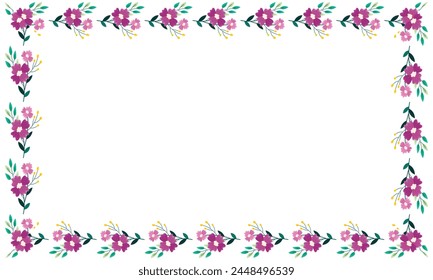 vector hand drawn spring floral frame concept.