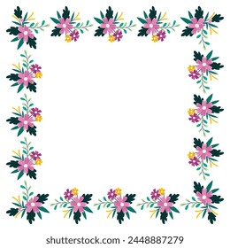 vector hand drawn spring floral frame concept.
