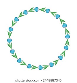 Vector hand drawn spring floral frame on white.