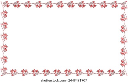 Vector hand drawn spring floral frame on white.
