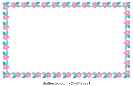 Vector hand drawn spring floral frame on white.