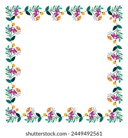 vector hand drawn spring floral frame concept.