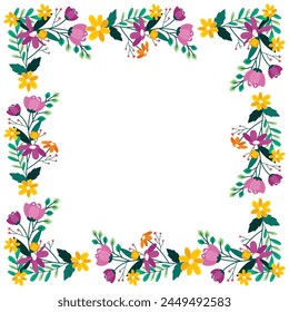 vector hand drawn spring floral frame concept.