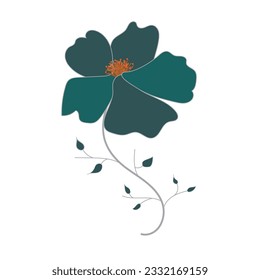 Vector hand drawn spring flower collection isolated on white background. Vector set of cute flowers with branches.