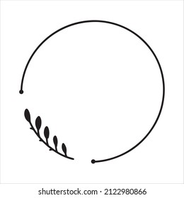 La corona elástica dibujada a mano del vector aislada sobre fondo blanco. Círculo de silueta de hojas. Estilo Doodle. Marco floral.