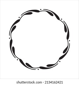 Vector hand drawn spring wreath isolated on white background. Silhouette circle of leaves. Doodle style. Floral monogram frame.