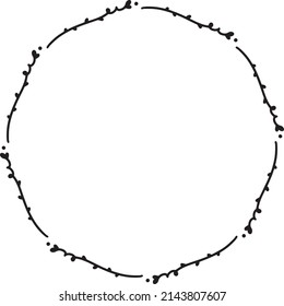 La corona elástica dibujada a mano del vector aislada sobre fondo blanco. Círculo de silueta de hojas. Estilo Doodle. Marco de monograma floral.