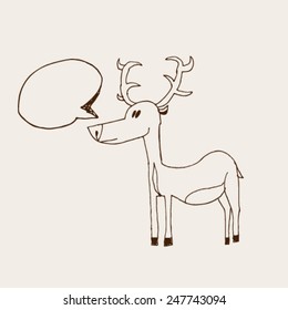 Vector Hand Drawn Stag with Message Bubble