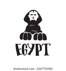 Vector hand drawn, stamp , poster  logo for Egypt. Travel illustration of Egypt. Hand drawn lettering illustration. Egypt landmark . Icon Egypt