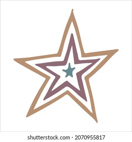 Vector hand drawn star illustration. Cute colorful doodle isolated on white background. For print, web, greeting card, design, decor.