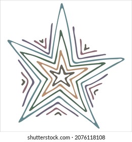 Vector hand drawn star illustration. Cute colorful doodle isolated on white background. For print, web, greeting card, design, decor.