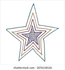 Vector hand drawn star illustration. Cute colorful doodle isolated on white background. For print, web, greeting card, design, decor.