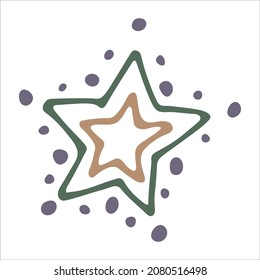 Vector hand drawn star illustration. Cute colorful doodle isolated on white background. For print, web, greeting card, design, decor.