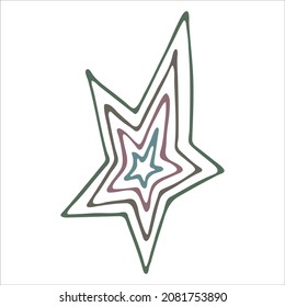 Vector hand drawn star illustration. Cute colorful doodle isolated on white background. For print, web, greeting card, design, decor.