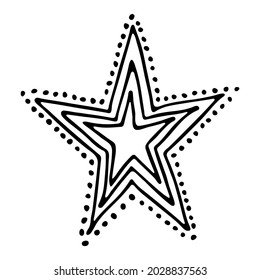 handgezeichnet Vektorsymbol einzeln auf weißem Hintergrund. Cute doodle Star Illustration. Für Druck, Web, Design, Dekoration, Logo. 