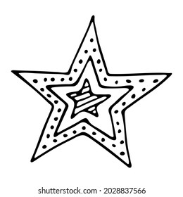 Vector hand drawn star isolated on white background. Cute doodle star illustration. For print, web, design, decor, logo. 